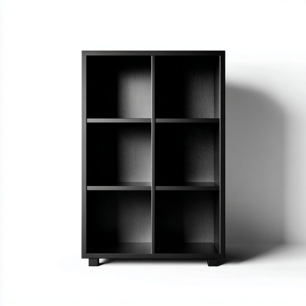 Étagère noire à 6 cases ouverte en MDF design moderne