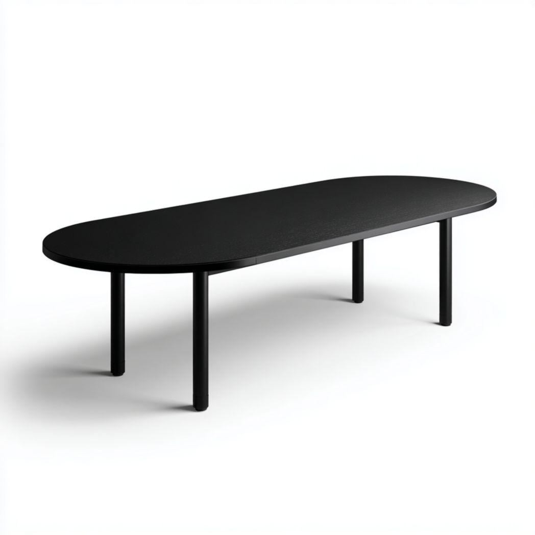 Table basse ovale noire en bois massif