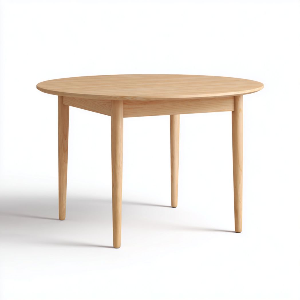 Table à manger ronde en bois massif couleur bois naturel au style scandinave