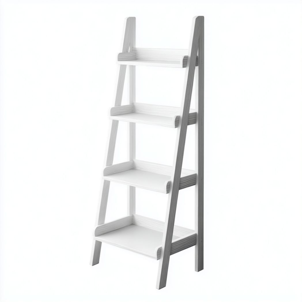 Étagère échelle 4 niveaux en bois blanc