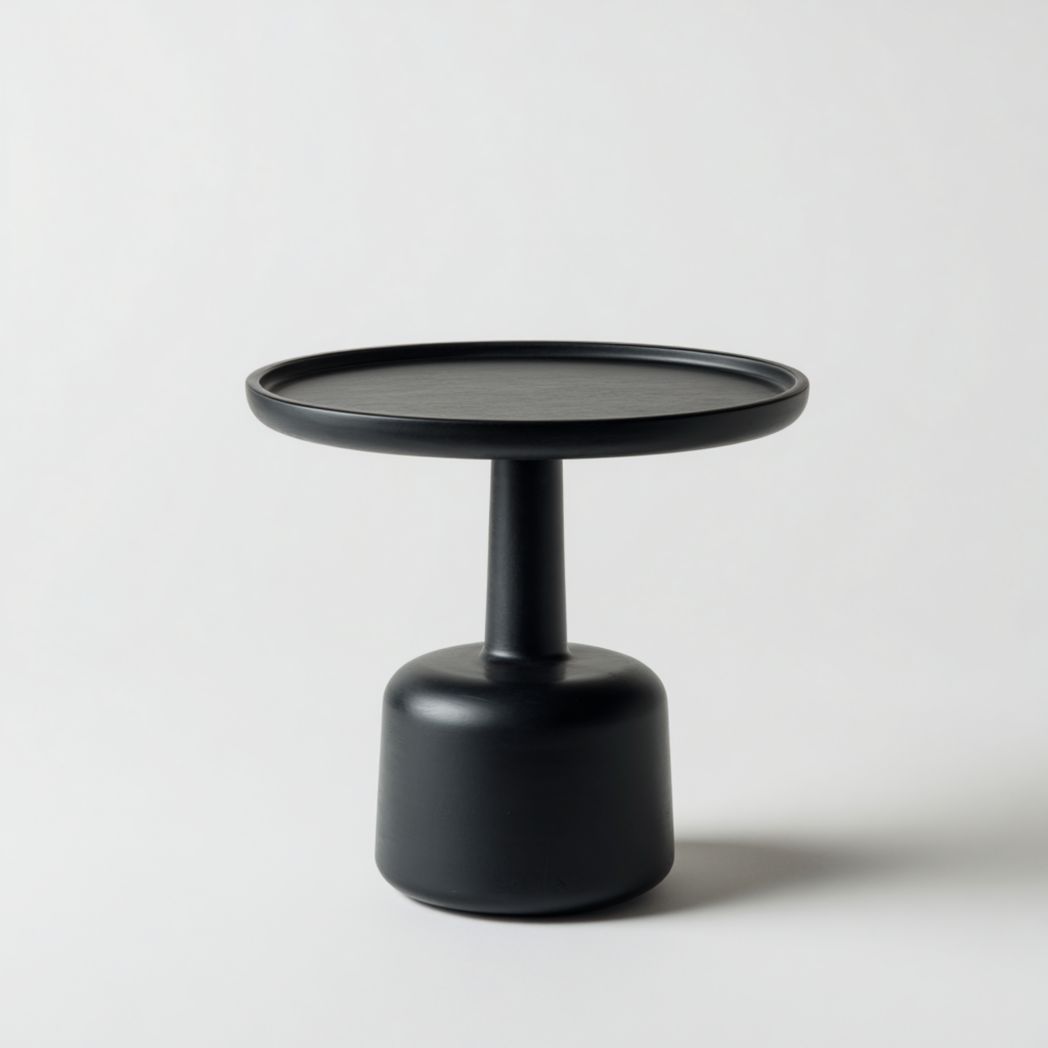 Table d’appoint ronde noire à structure monobloc