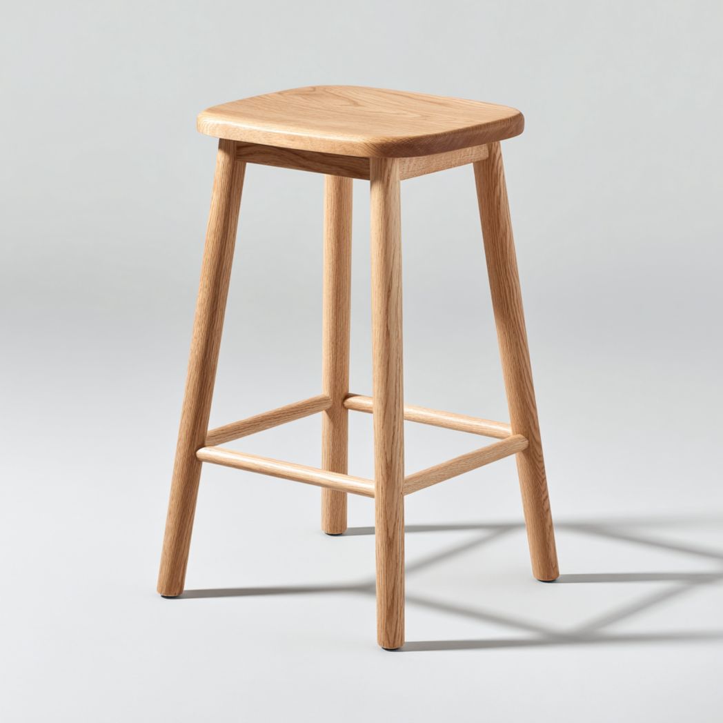 Tabouret de bar en bois massif couleur bois naturel au design simple