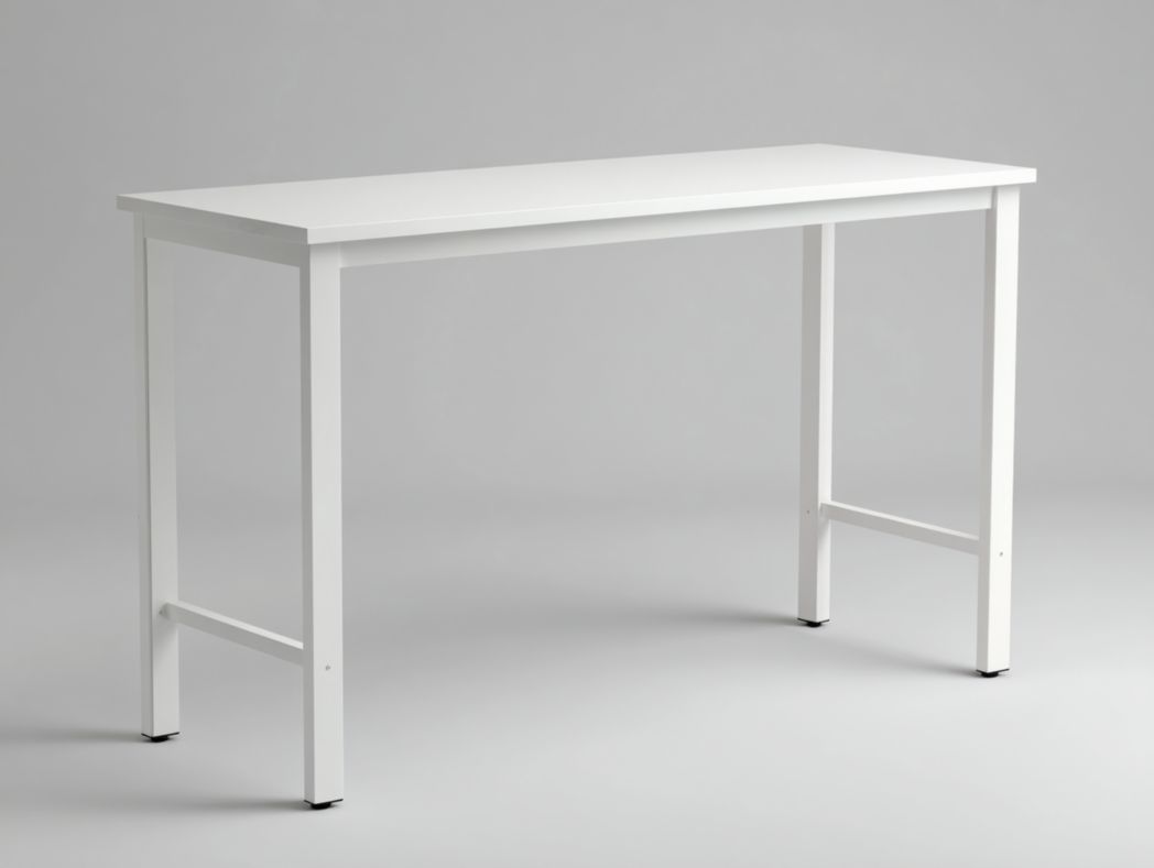 Table mange-debout blanche avec structure métallique