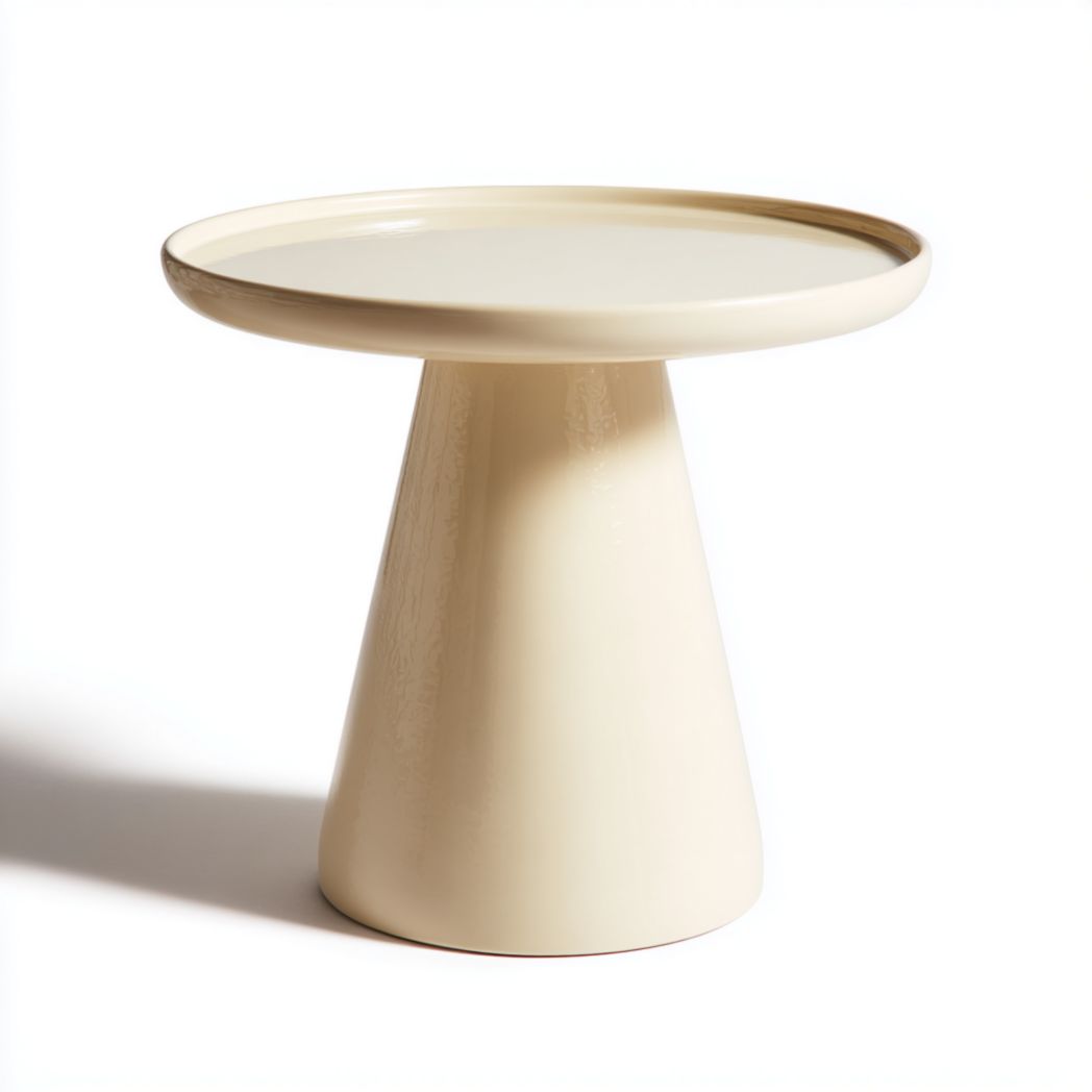 Table d’appoint ronde beige crème - base conique