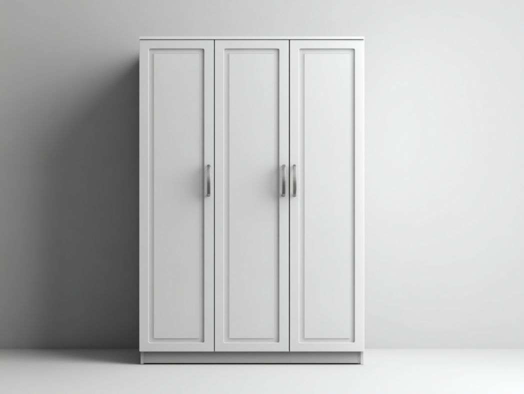 Armoire  à 3 portes avec poignées en métal gris