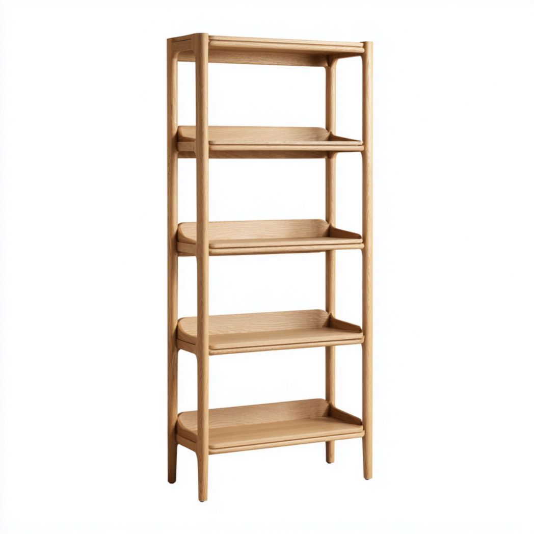 Étagère 4 niveaux ouverte en bois massif chêne clair