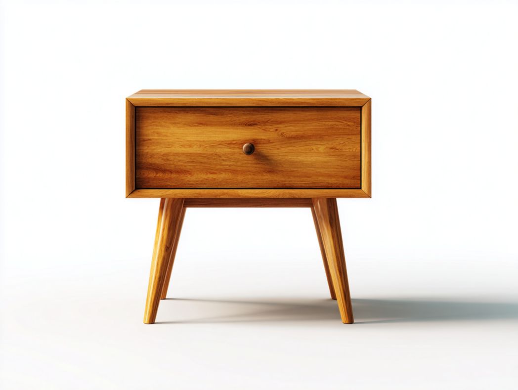 Table de chevet en bois naturel avec un tiroir