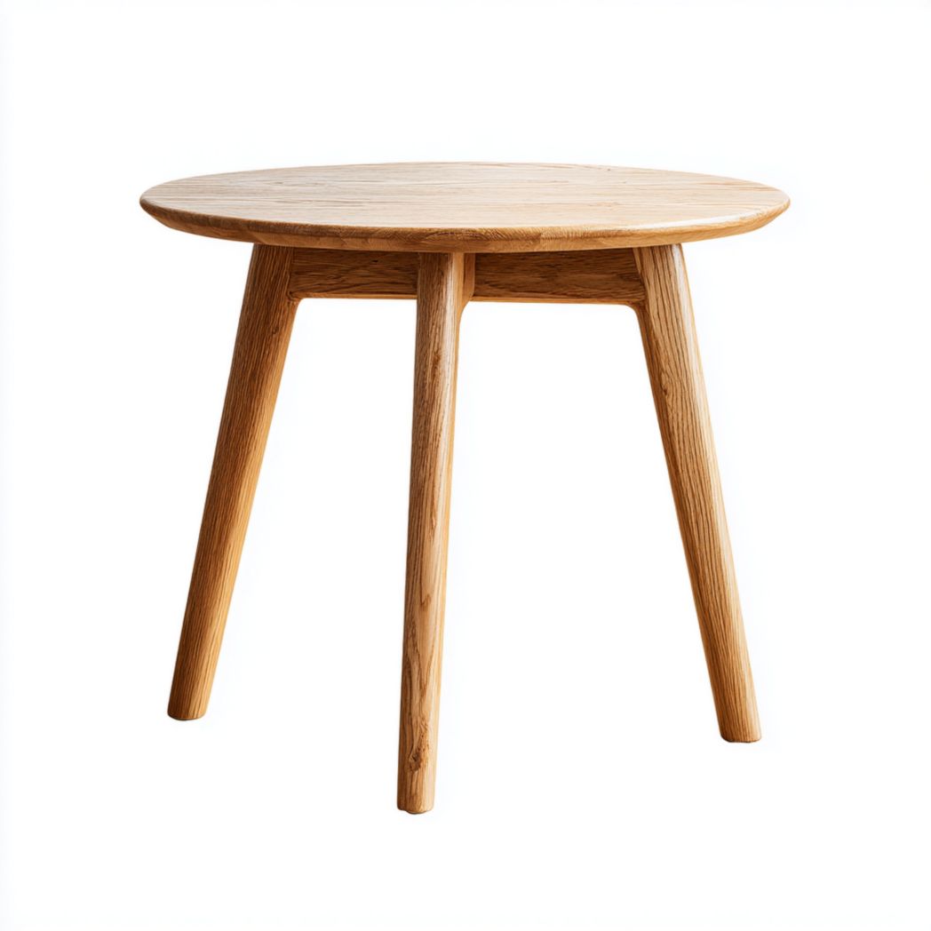 Table d’appoint ronde en bois naturel, structure en bois massif