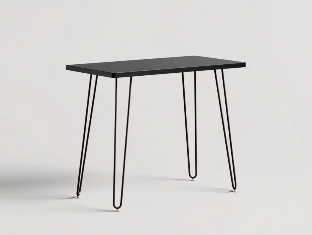 Table mange-debout noire avec pieds métalliques