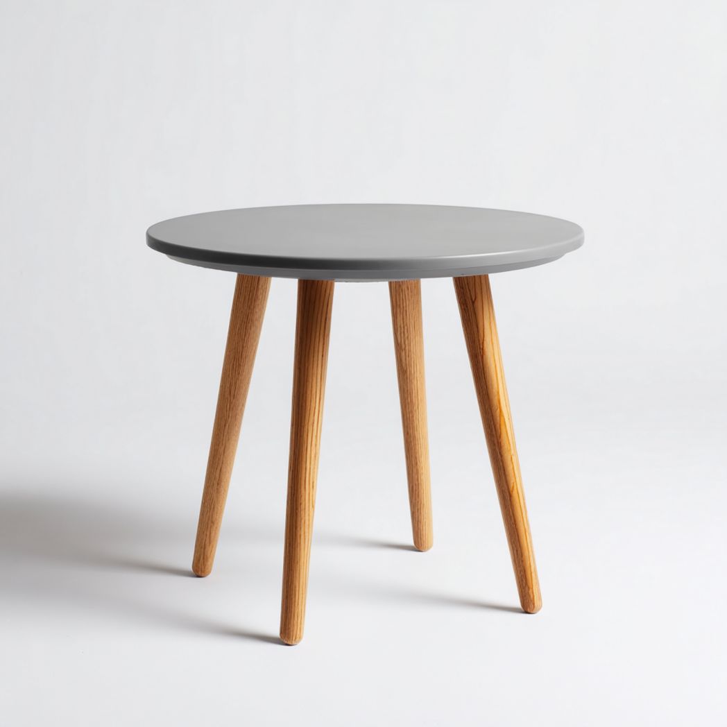 Table d’appoint gris/chêne - Plateau composite et pieds bois massif