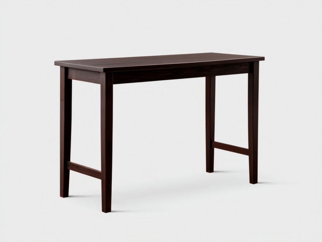 Table mange-debout en bois massif finition noyer foncé