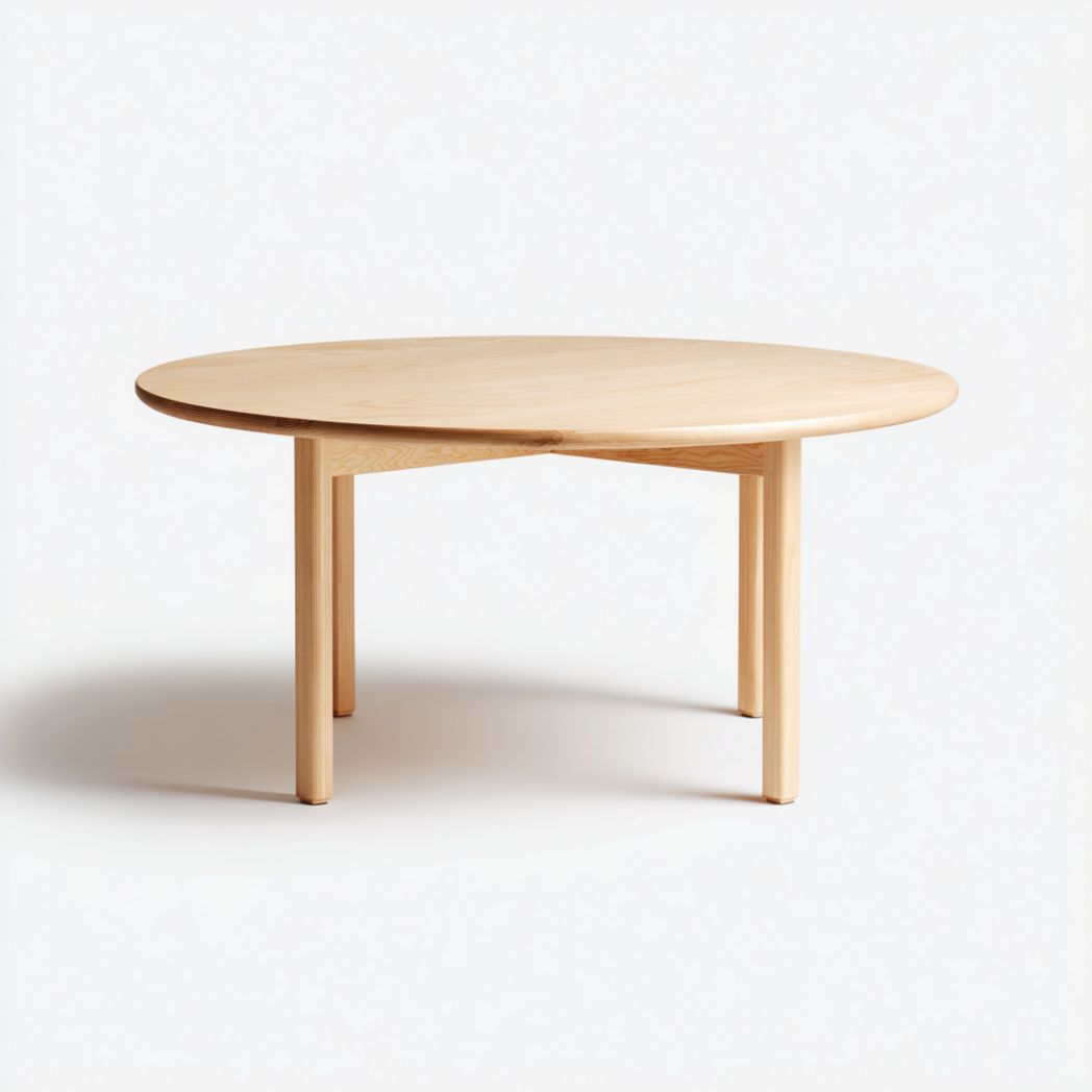 Table basse ronde en bois massif couleur chêne naturel