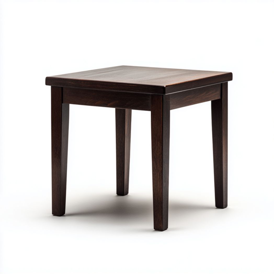 Table d’appoint carrée en bois massif finition noyer foncé
