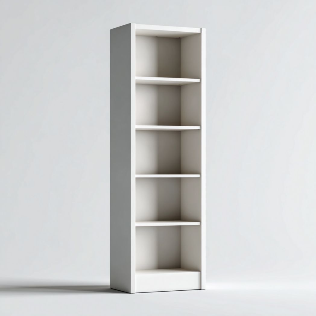 Bibliothèque verticale à cinq étagères, blanc pu