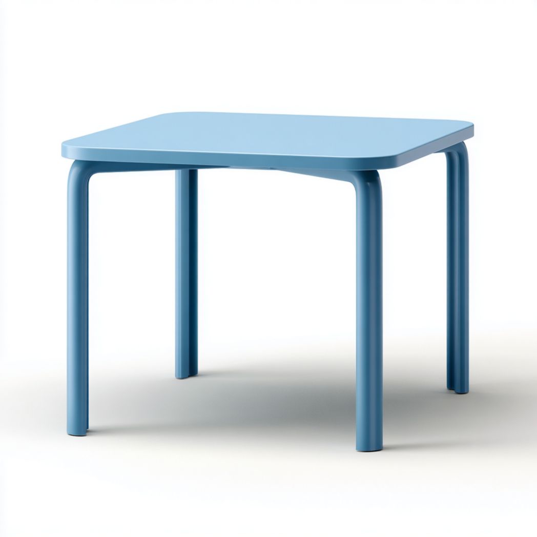 Table de jardin carrée en acier bleu avec revêtement en poudre