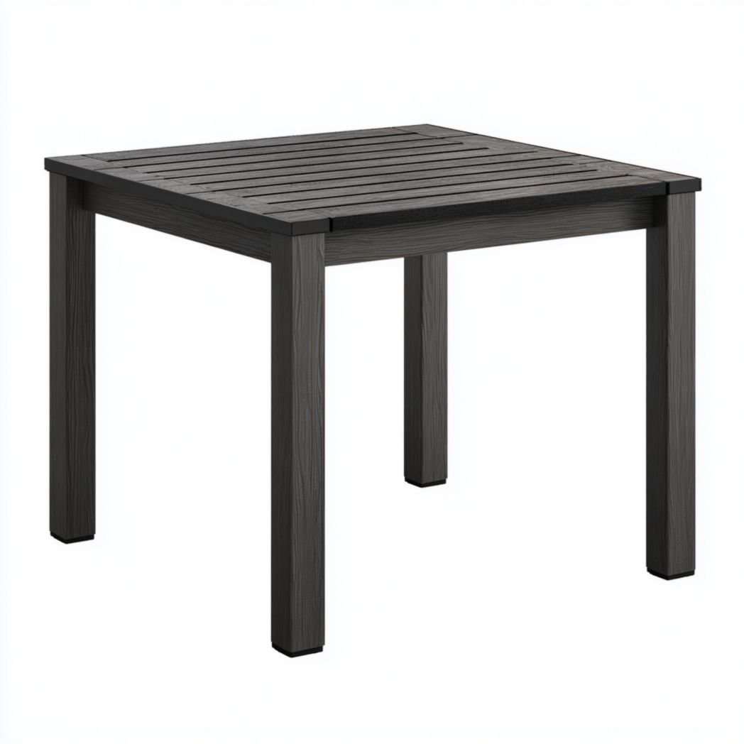 Table de jardin carrée en bois massif noir