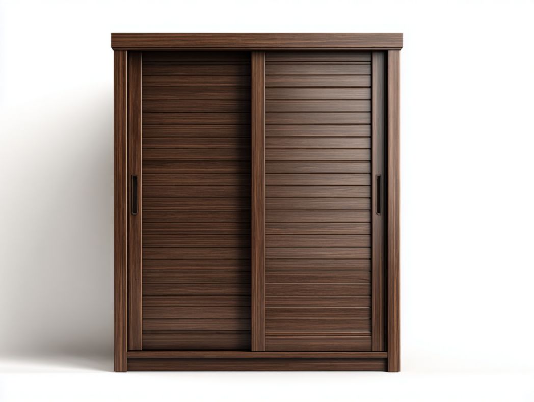 Armoire coulissante 2 portes - Panneaux MDF brun foncé