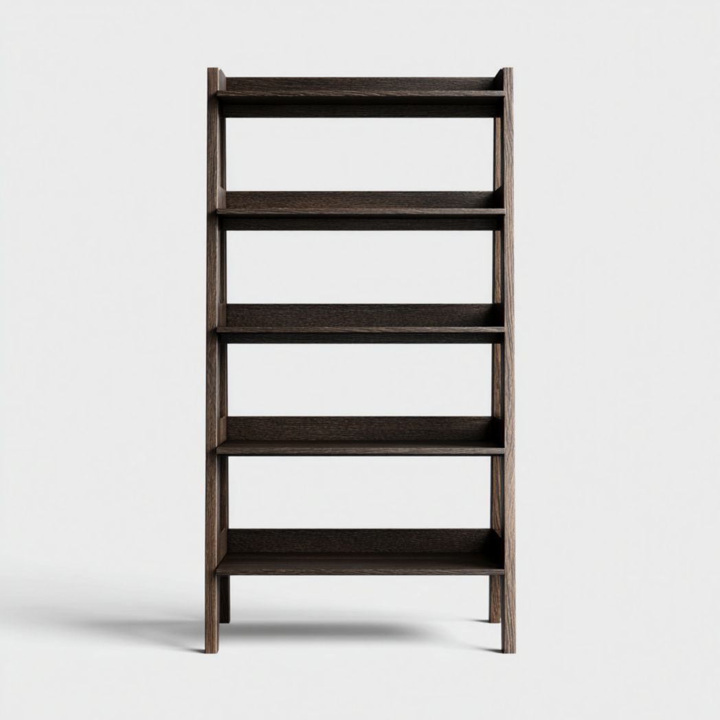 Bibliothèque ouverte à cinq étagères structure noyer foncé intégrale