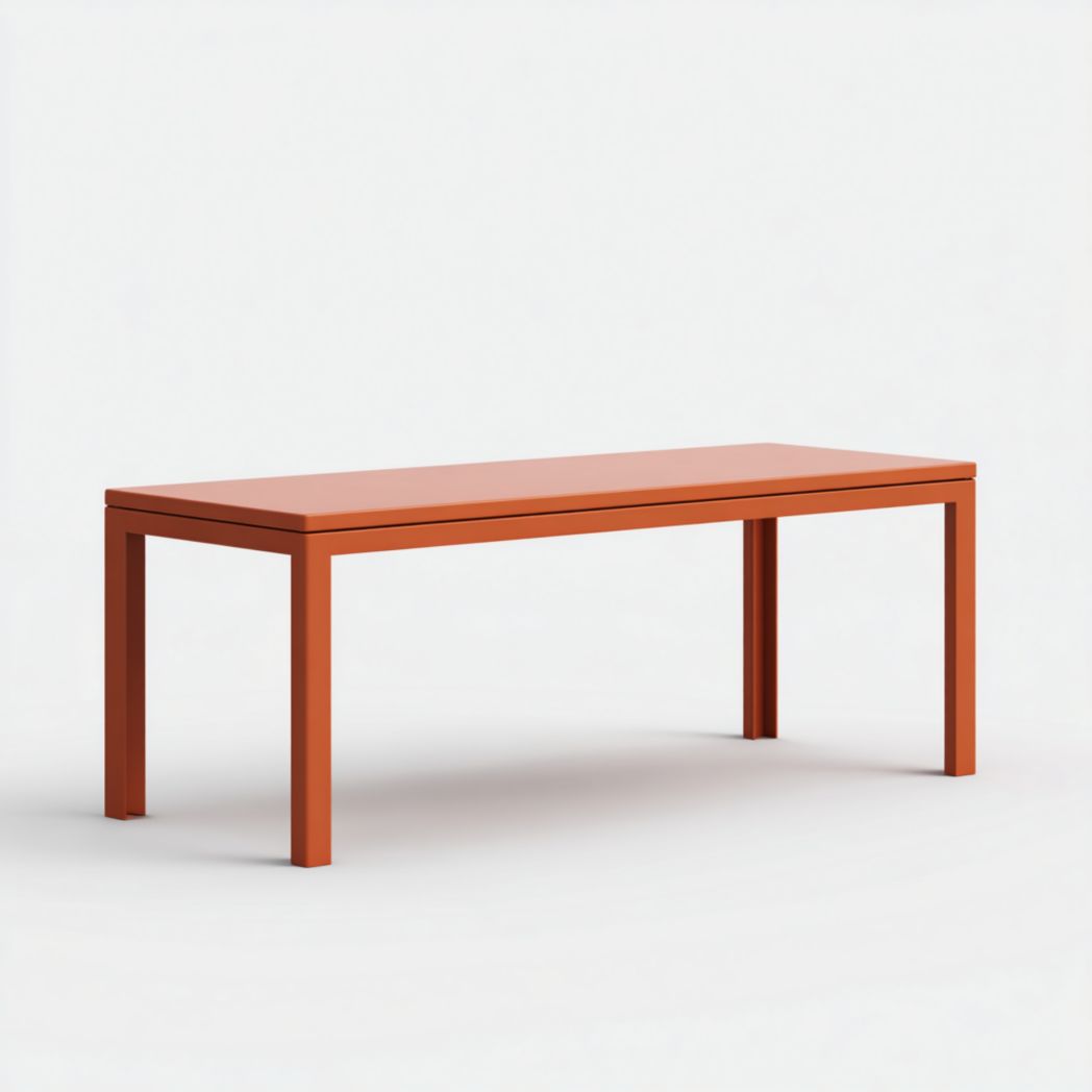 Table de jardin rectangulaire en aluminium, rouge orangé