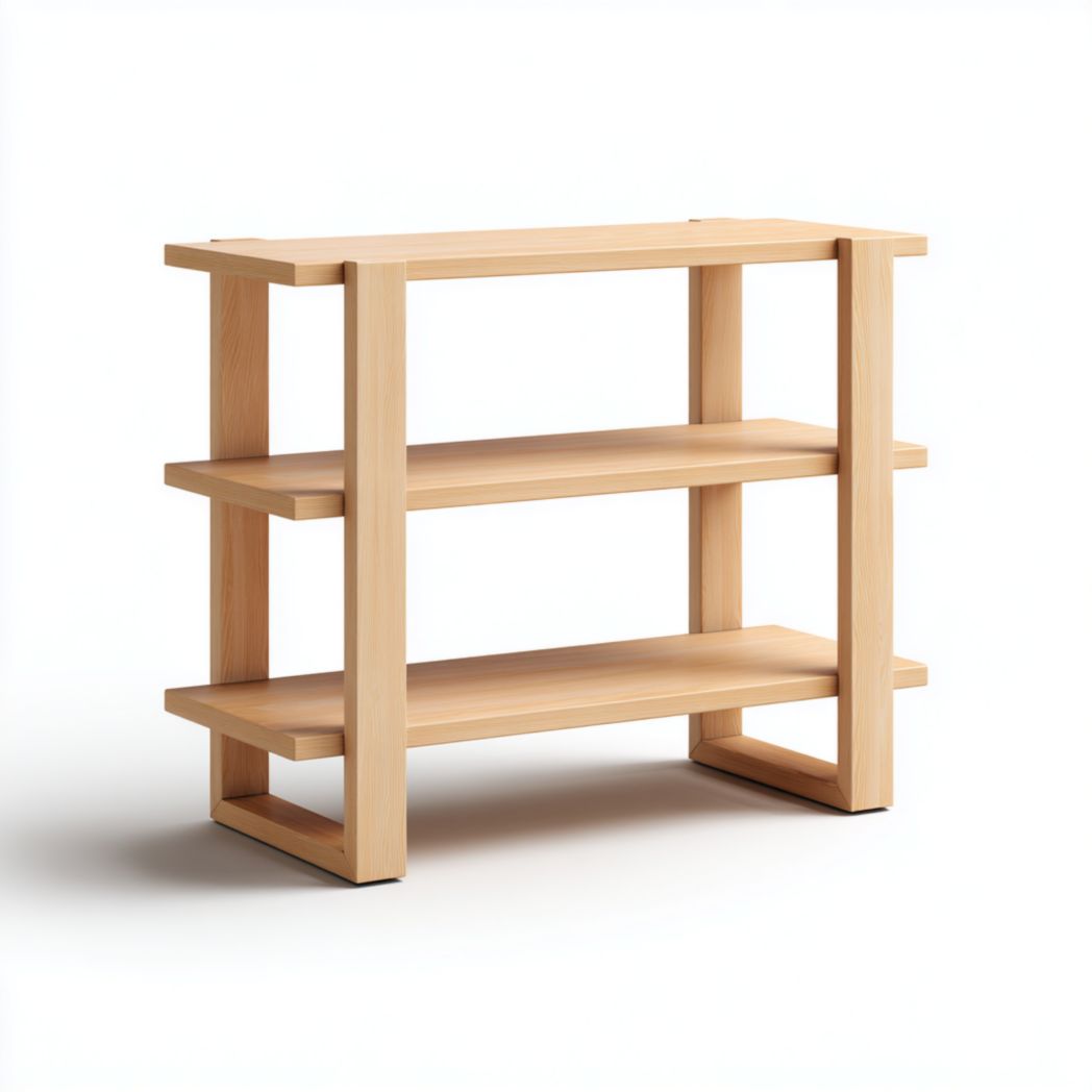 Bibliothèque ouverte à trois étagères, bois naturel