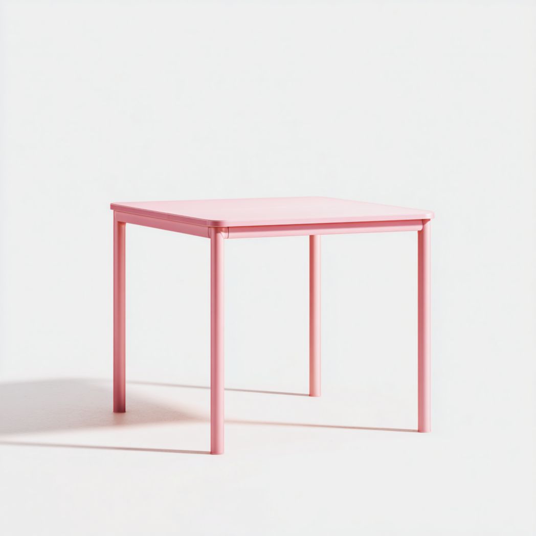 Table de jardin carrée en acier rose