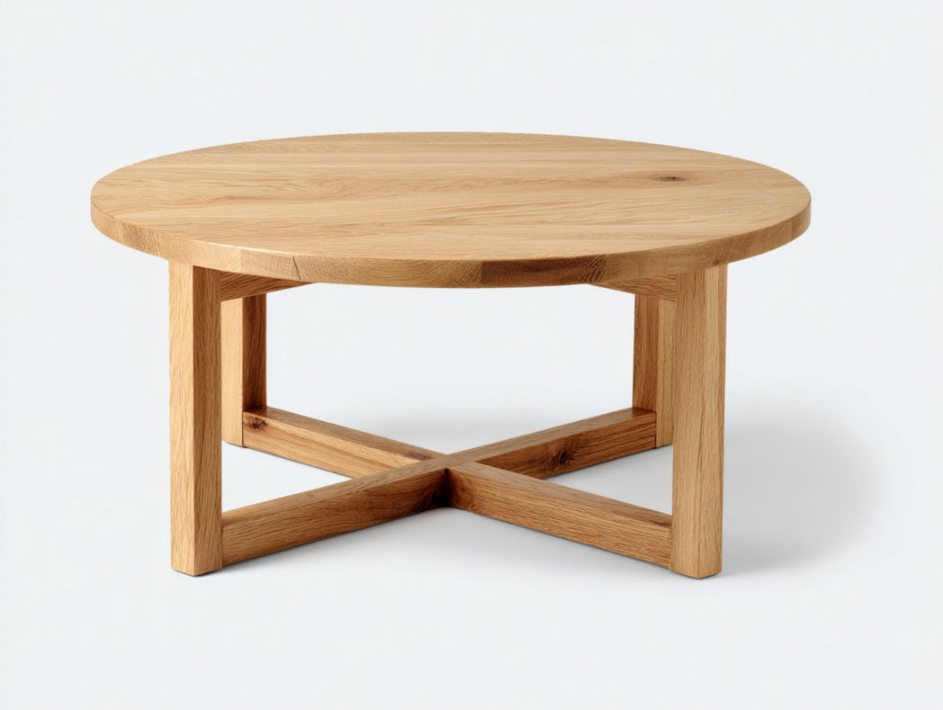 Table basse ronde couleur chêne clair