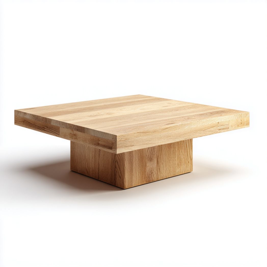 Table basse carrée en chêne massif couleur chêne clair