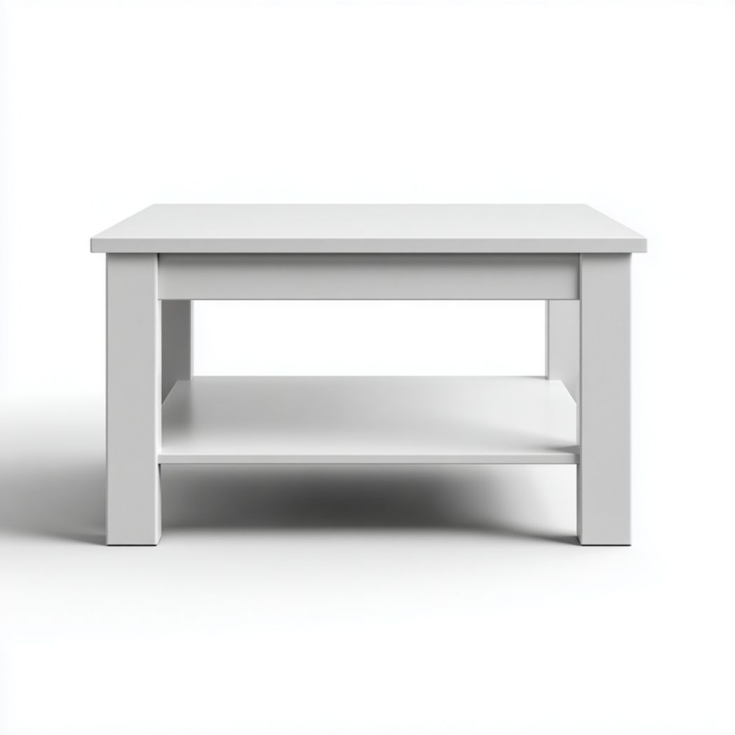 Table basse rectangulaire à deux niveaux structure blanche