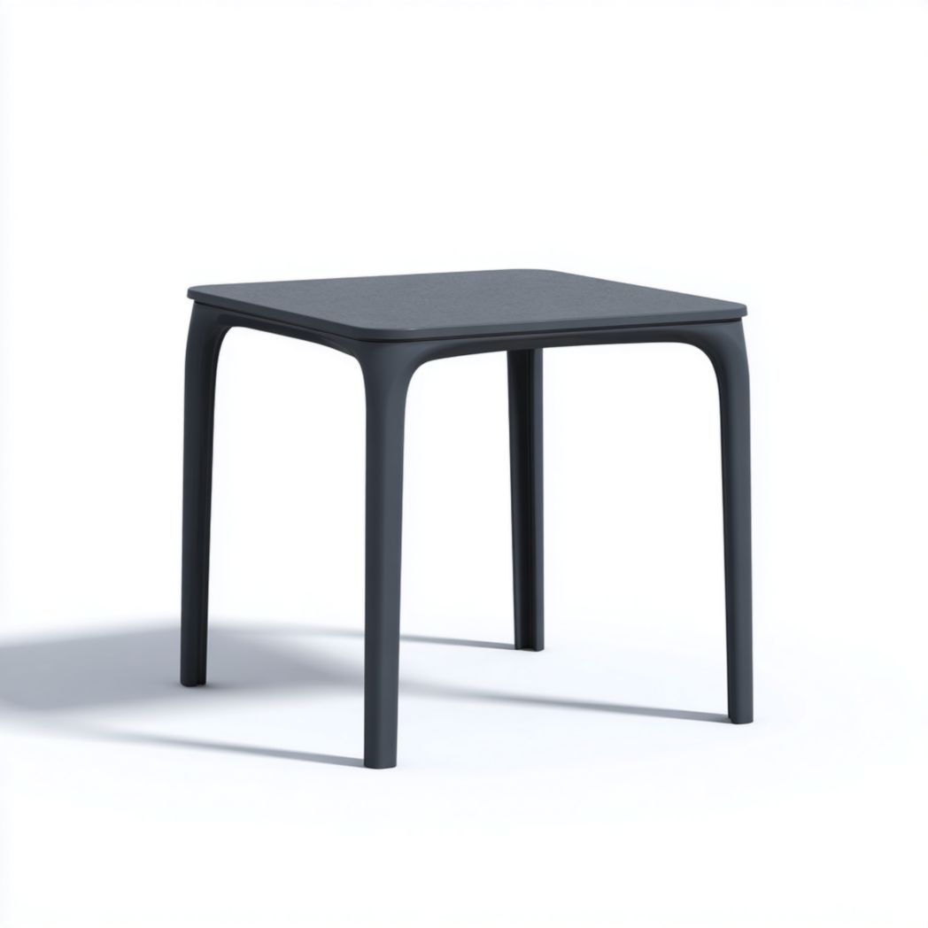 Table de jardin carrée en plastique, gris foncé