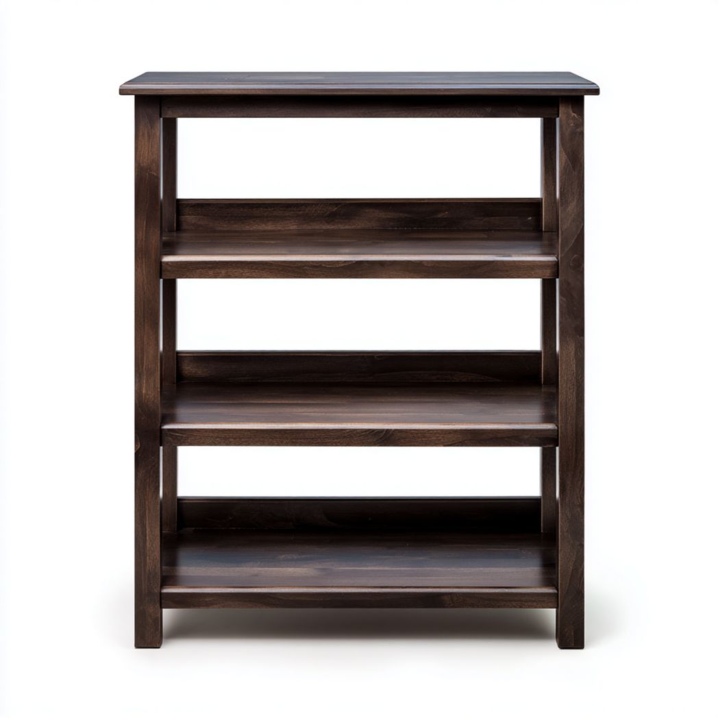 Bibliothèque ouverte à trois étagères noyer foncé