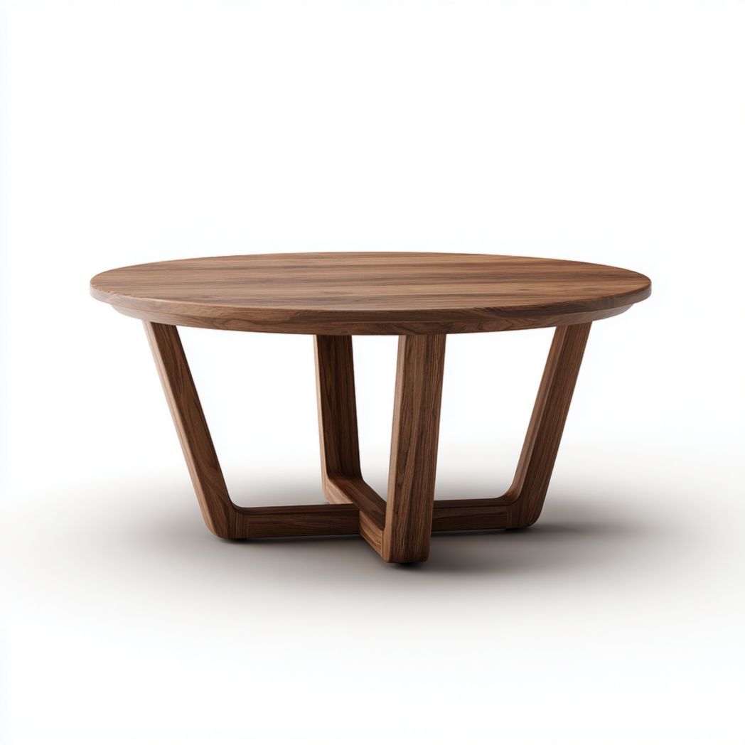 Table basse ronde couleur noyer foncé