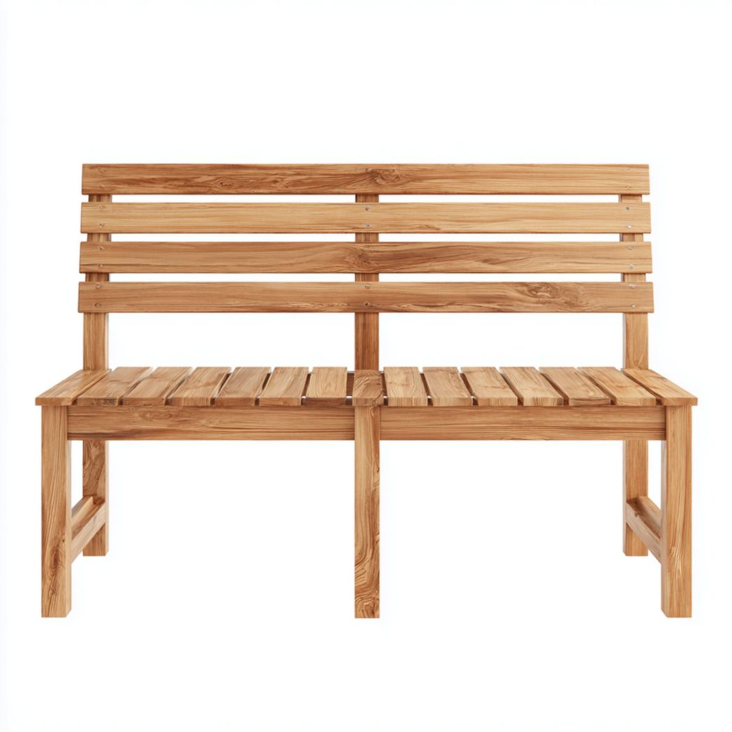 Banc de jardin en bois brun clair à lattes larges