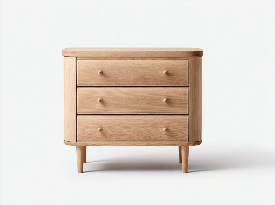 Commode 3 tiroirs - Structure en bois massif couleur bois naturel