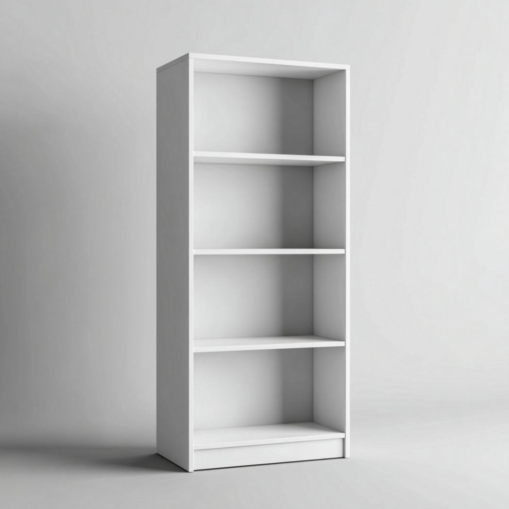 Bibliothèque verticale à quatre étagères structure blanche intégrale