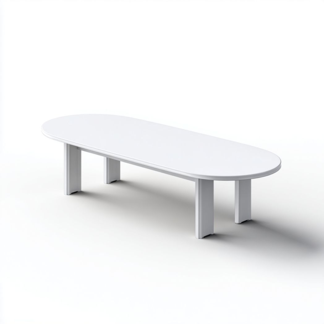 Table basse ovale structure à quatre pieds blanche