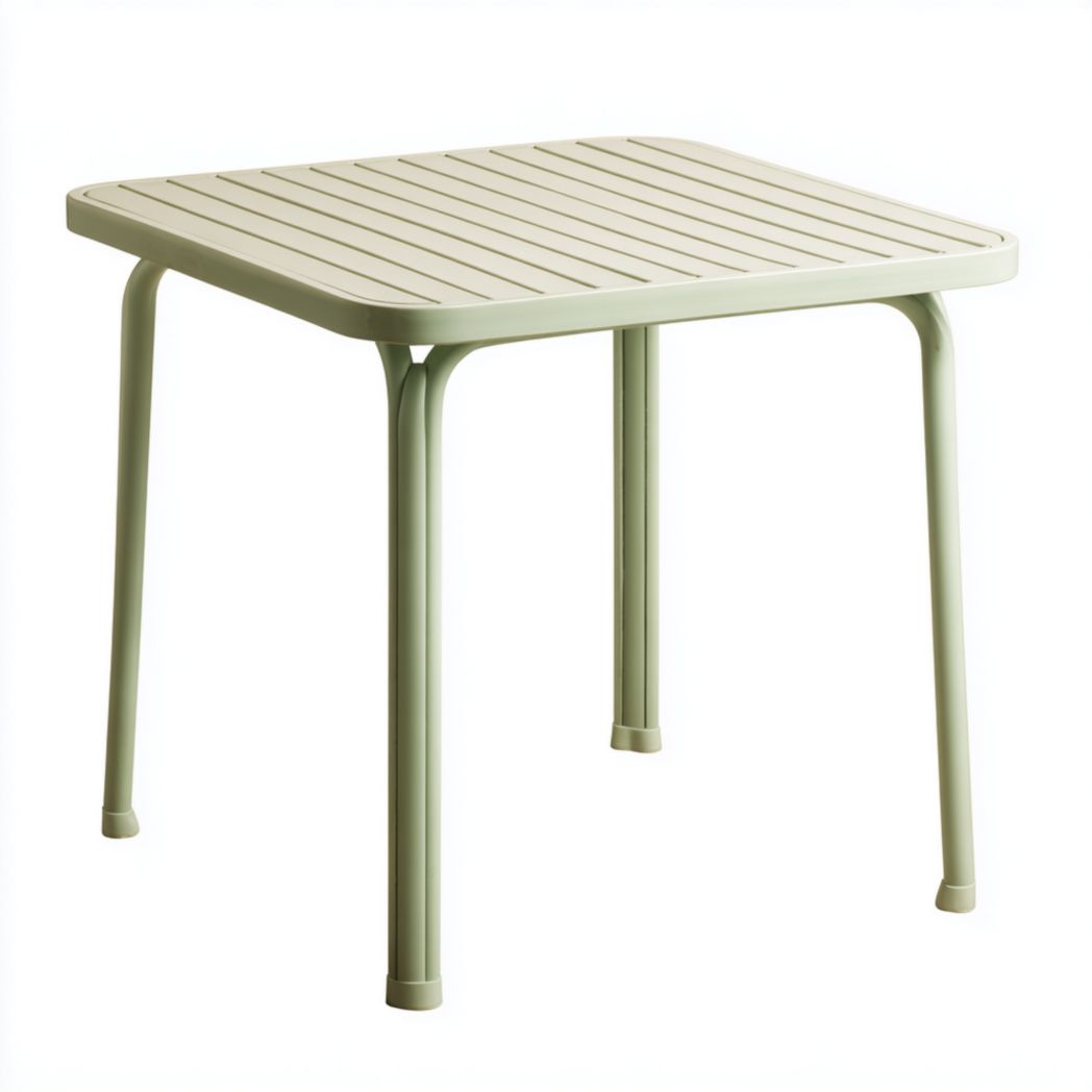 Table de jardin carrée de jardin en métal avec plateau à lattes