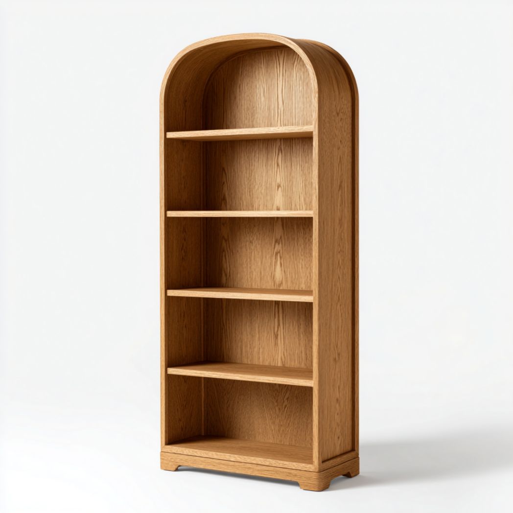 Bibliothèque cintrée à cinq étagères, chêne naturel