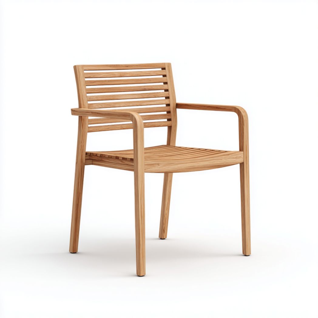 Chaise de jardin en teck à lattes avec accoudoirs