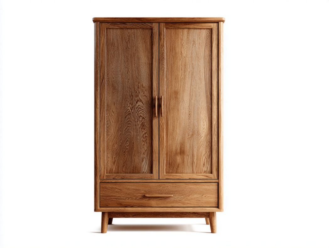 Armoire 2 portes 1 tiroir - Structure en bois couleur noyer