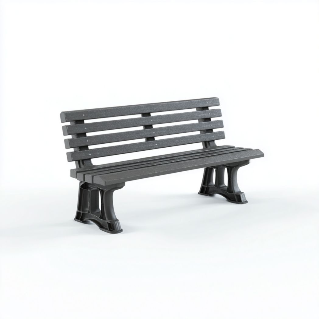 Banc de jardin en bois composite et métal gris foncé