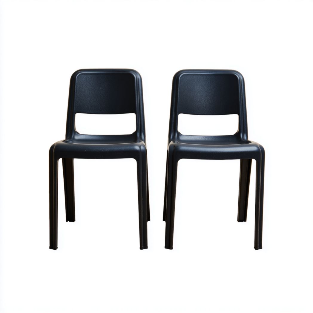 Lot de 2 chaises de jardin en plastique noir