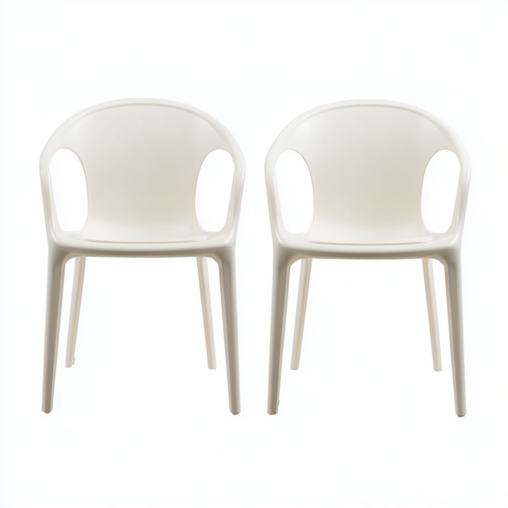 Lot de 2 chaises de jardin en plastique blanc