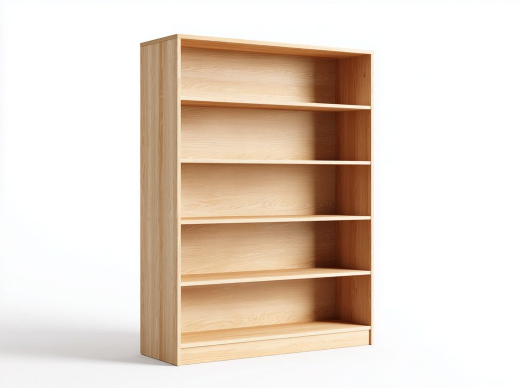 Bibliothèque en bois brun clair à cinq niveaux