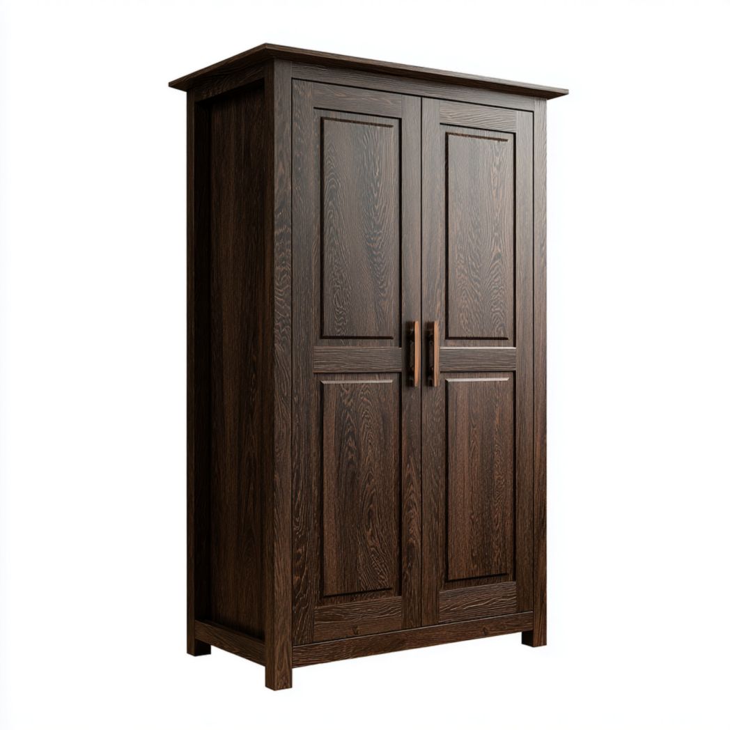 Armoire en bois brun foncé avec deux portes