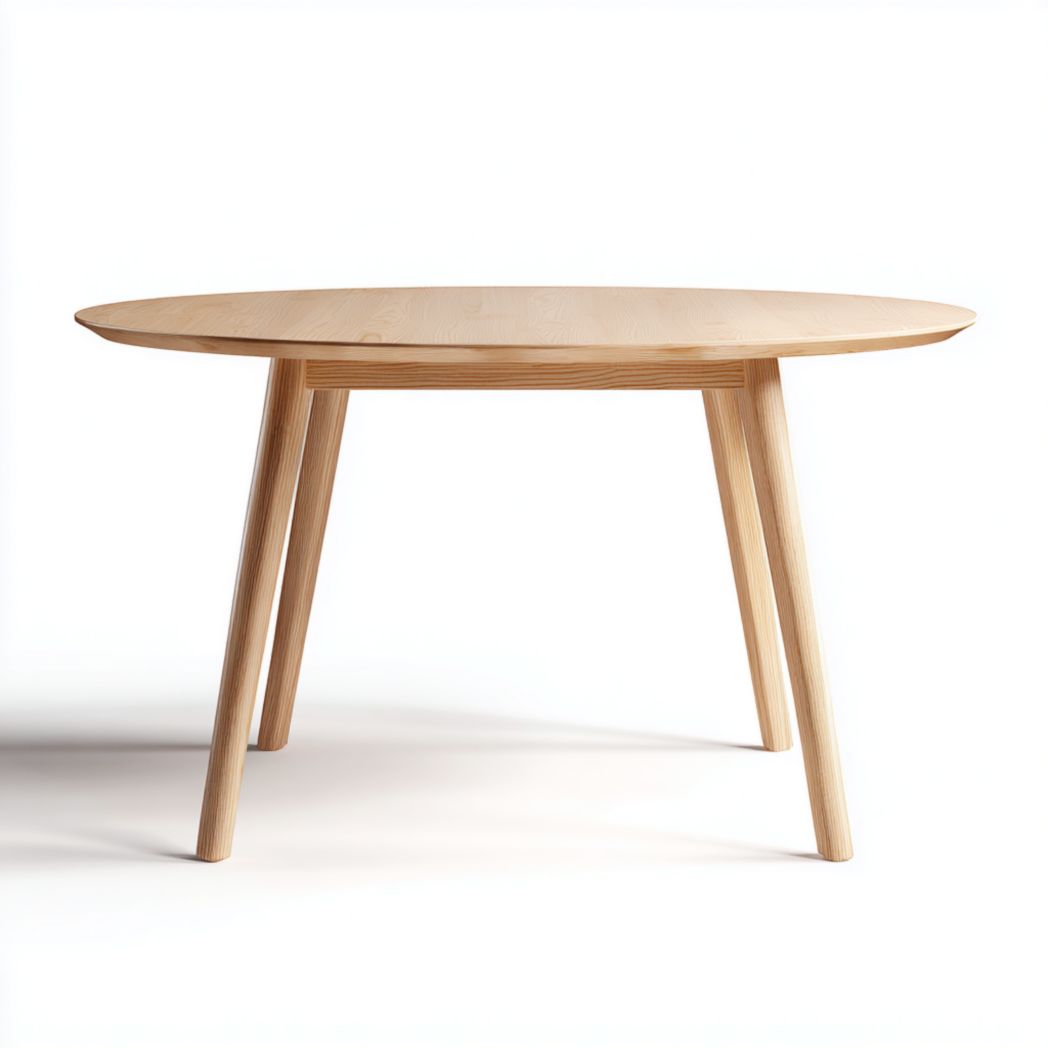 Table à manger ronde en bois massif brun clair