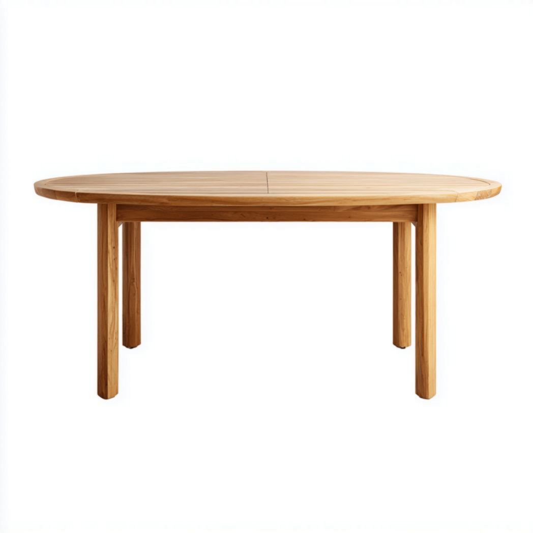 Table de jardin ovale en bois brun clair
