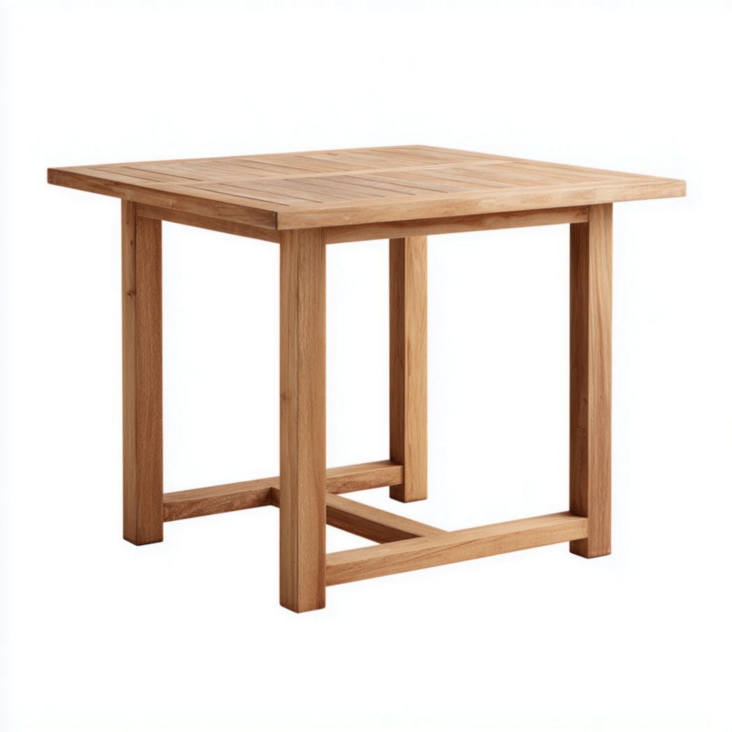 Table de jardin carrée en bois massif brun clair