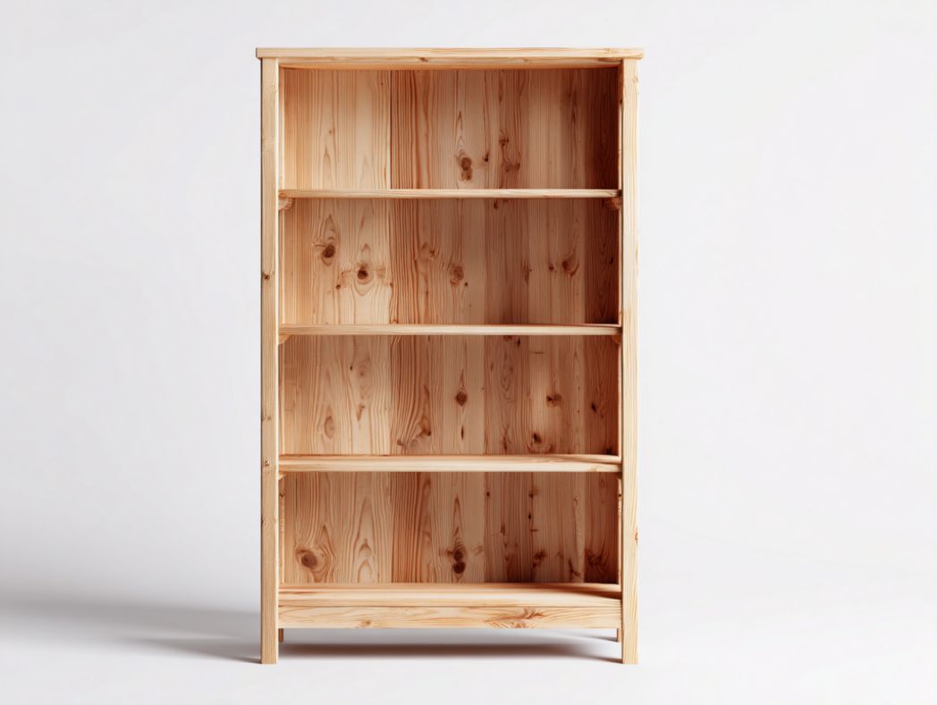 Bibliothèque ouverte à quatre niveaux en bois massif brun clair