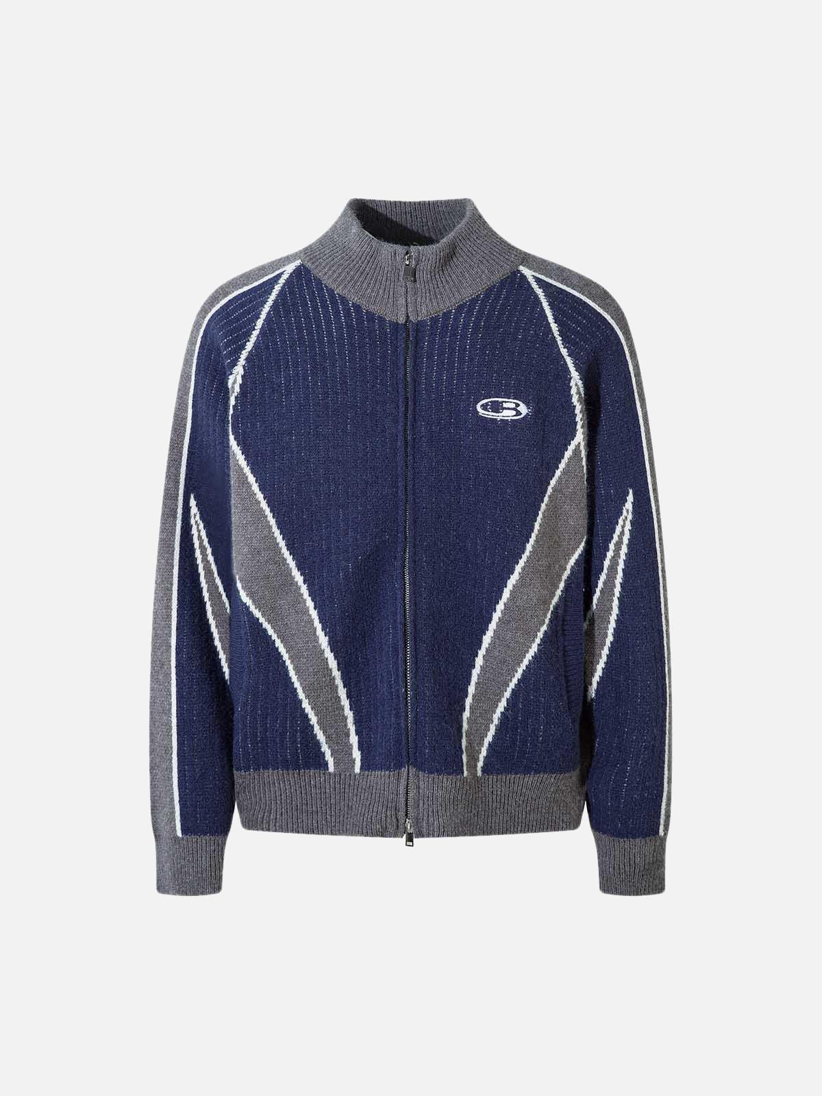 TALISHKO Retro Contrast Color Cardigan Knitted Sweater