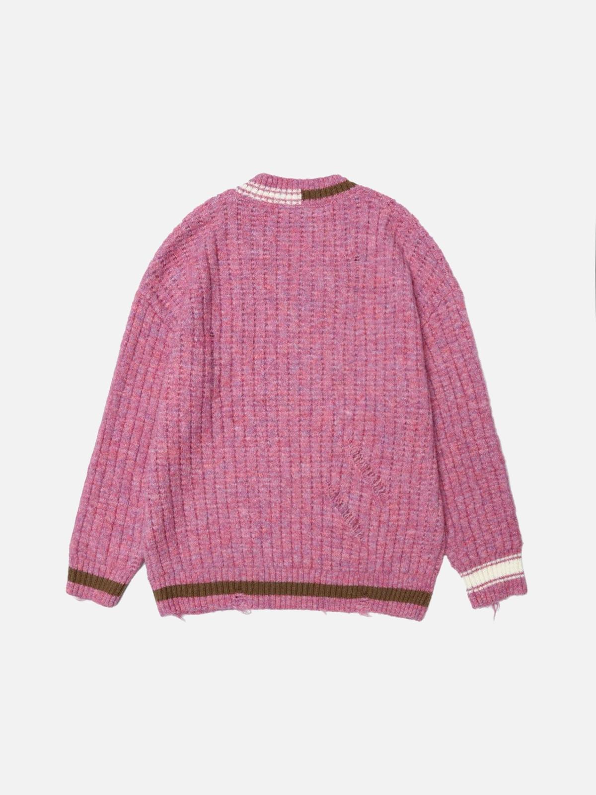 TALISHKO Vintage Stripes Collision Color Sweater